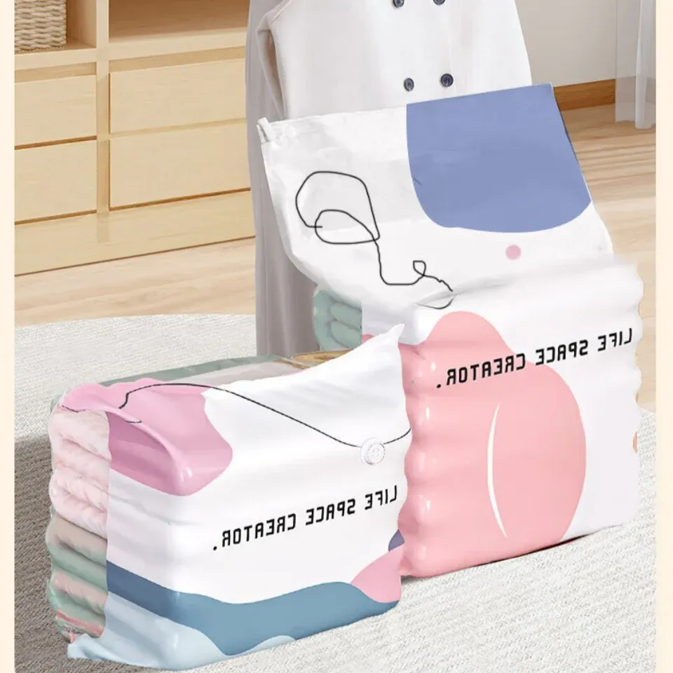 Sacs de rangement sous vide sans pompe, grands sacs de compression pour vêtements, couettes et couvertures, sacs de compression cubes pour gain de place 2