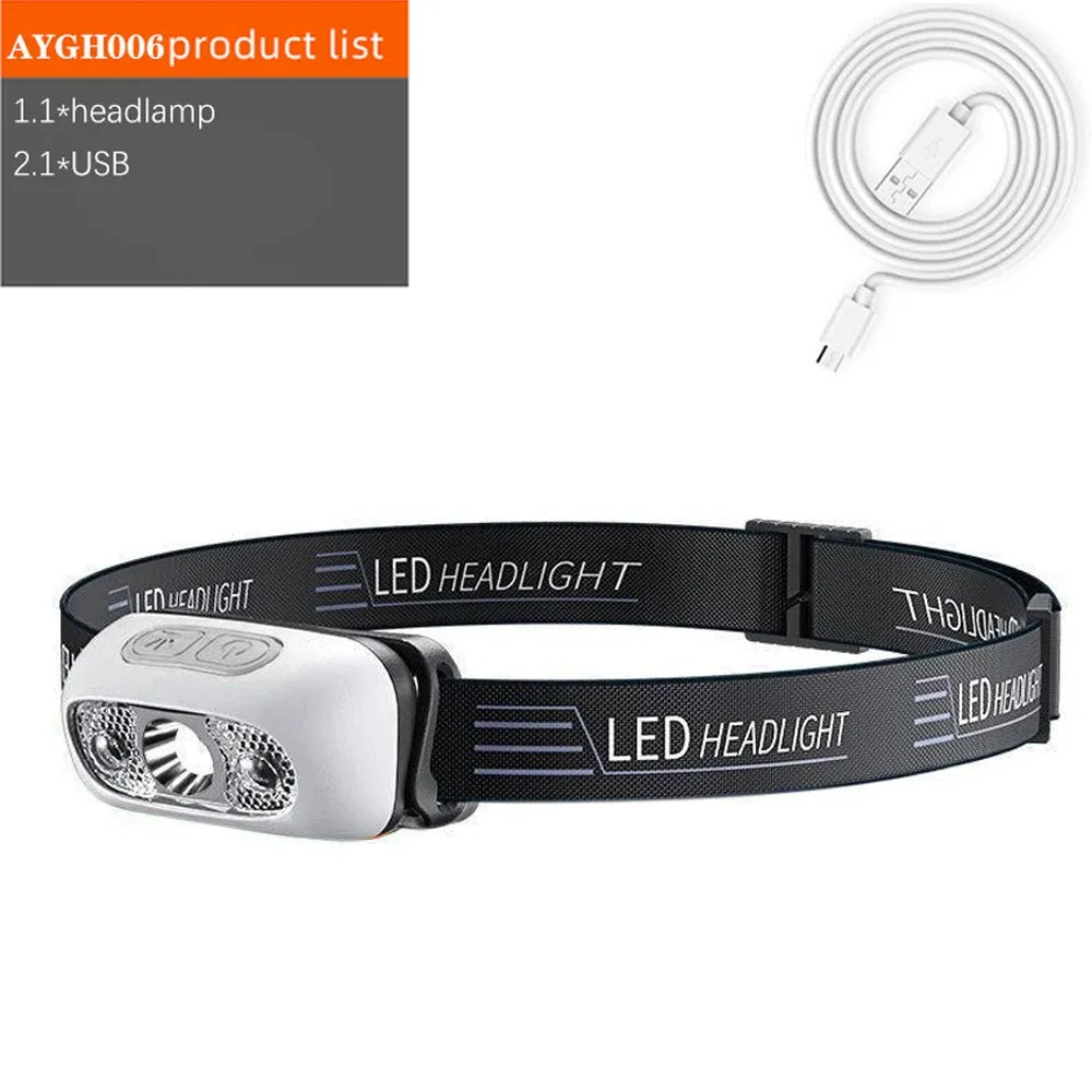 Lampe frontale rechargeable USB 500 lumens avec détecteur de mouvement, LED ultra-lumineuse pour la course à pied et la pêche 9