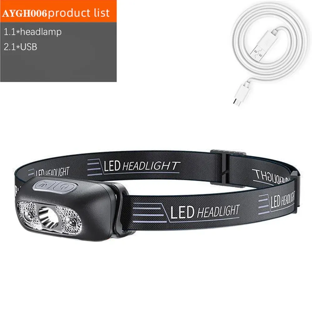 Lampe frontale rechargeable USB 500 lumens avec détecteur de mouvement, LED ultra-lumineuse pour la course à pied et la pêche 7
