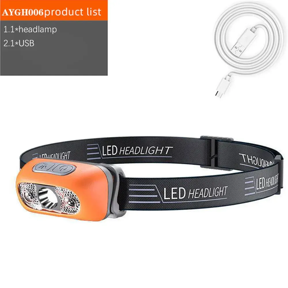 Lampe frontale rechargeable USB 500 lumens avec détecteur de mouvement, LED ultra-lumineuse pour la course à pied et la pêche 8