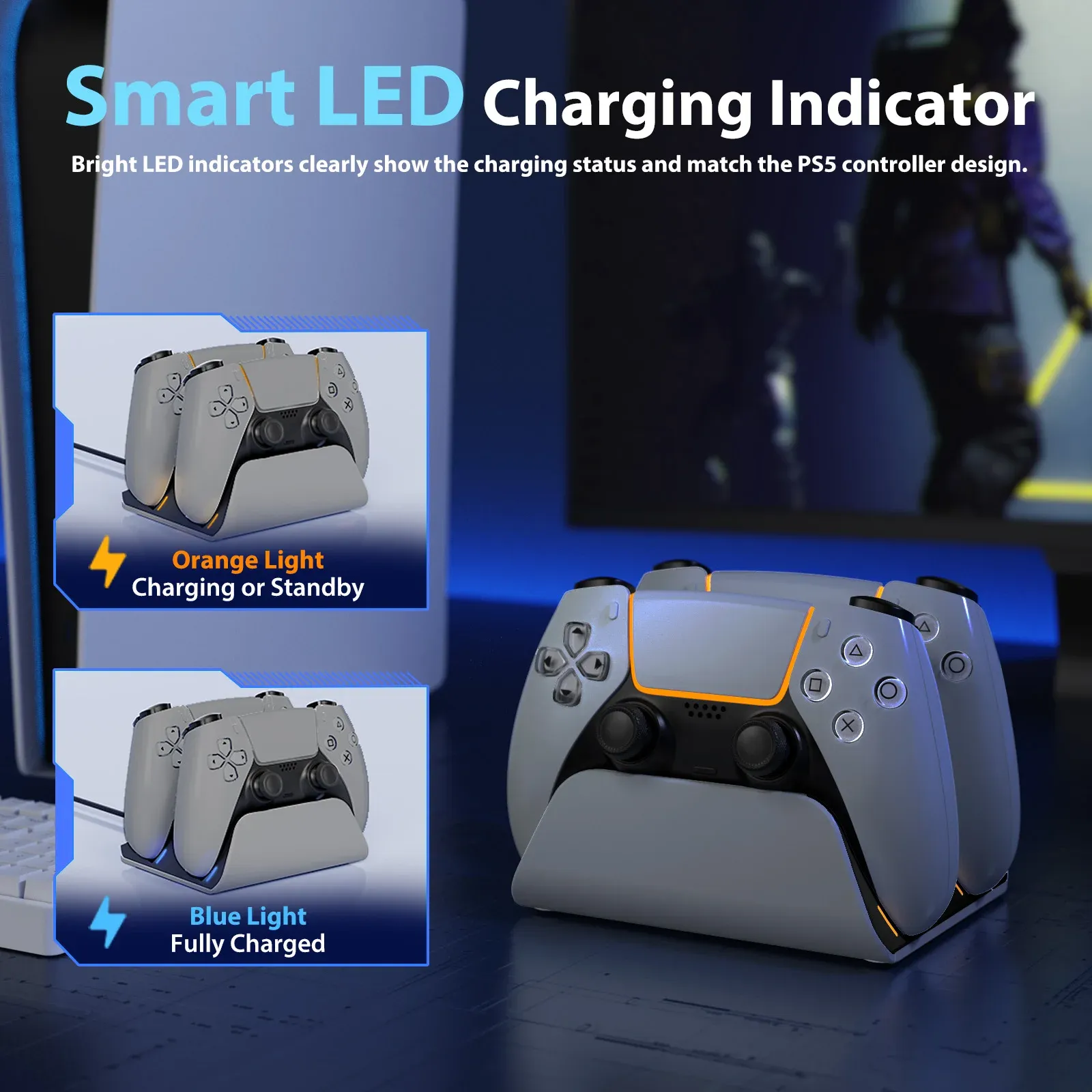 Station de charge double pour manettes PS5 sans fil 5
