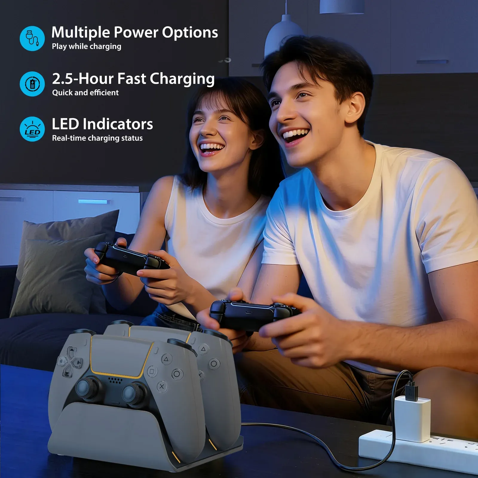 Station de charge double pour manettes PS5 sans fil 6