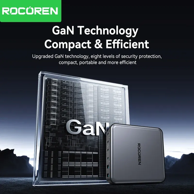 Chargeur GaN 200W Rocoren, chargeur rapide PD USB-C 270W 6 en 1, bloc d'alimentation USB-C pour iPhone 16, 15 Pro Max et Xiaomi 14 5