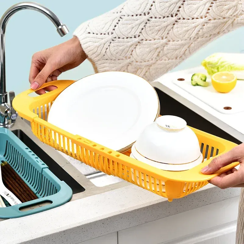 Panier égouttoir extensible à poser sur l'évier pour légumes et fruits 4