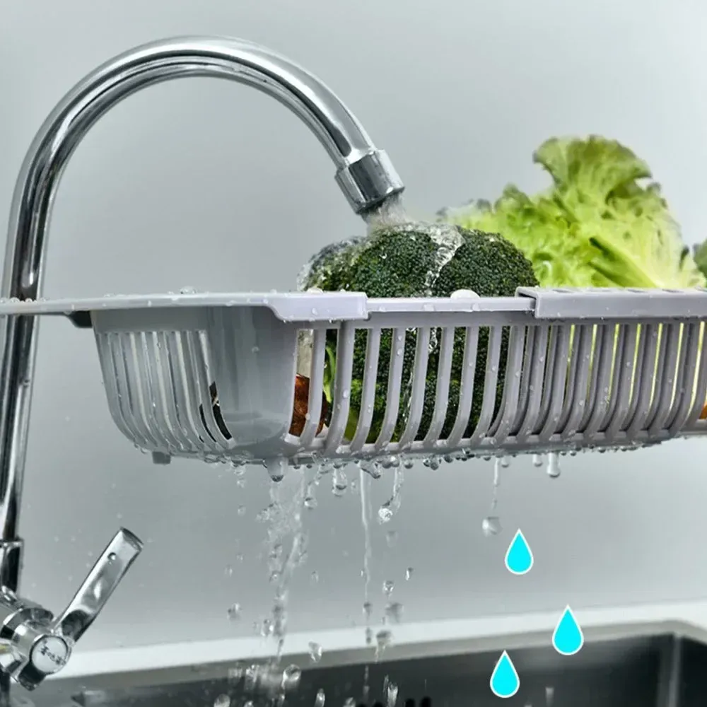 Panier égouttoir extensible à poser sur l'évier pour légumes et fruits 5