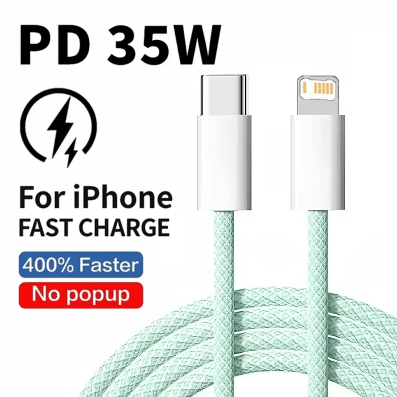 Câble de charge rapide PD 35W tressé pour iPhone 7 à 14 Pro Max, 1 m / 2 m 6