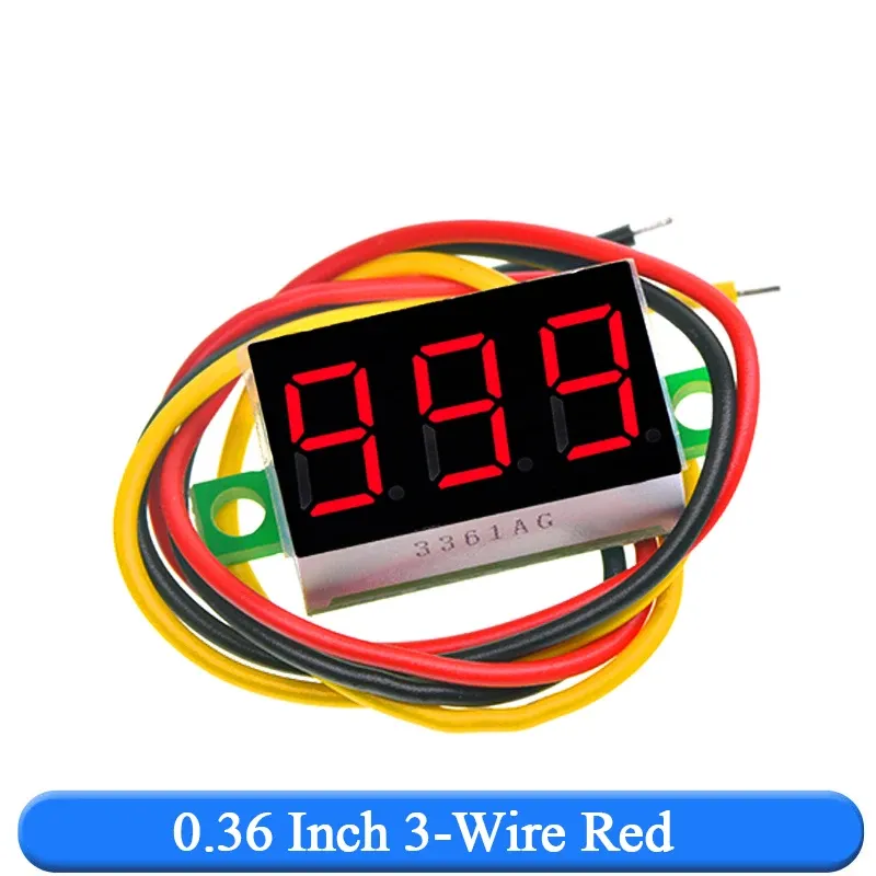Voltmètre numérique LED pour voiture, testeur de tension d'alimentation mobile, détecteur automatique, rouge, vert, bleu, DC, 0-0.28 V, 0.36 pouces, 100 pouces, 12V 5