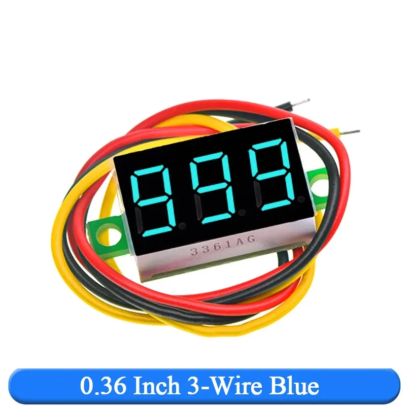 Voltmètre numérique LED pour voiture, testeur de tension d'alimentation mobile, détecteur automatique, rouge, vert, bleu, DC, 0-0.28 V, 0.36 pouces, 100 pouces, 12V 6