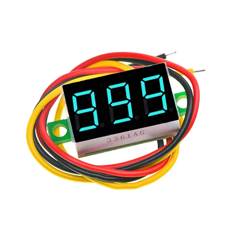Voltmètre numérique LED pour voiture, testeur de tension d'alimentation mobile, détecteur automatique, rouge, vert, bleu, DC, 0-0.28 V, 0.36 pouces, 100 pouces, 12V 10