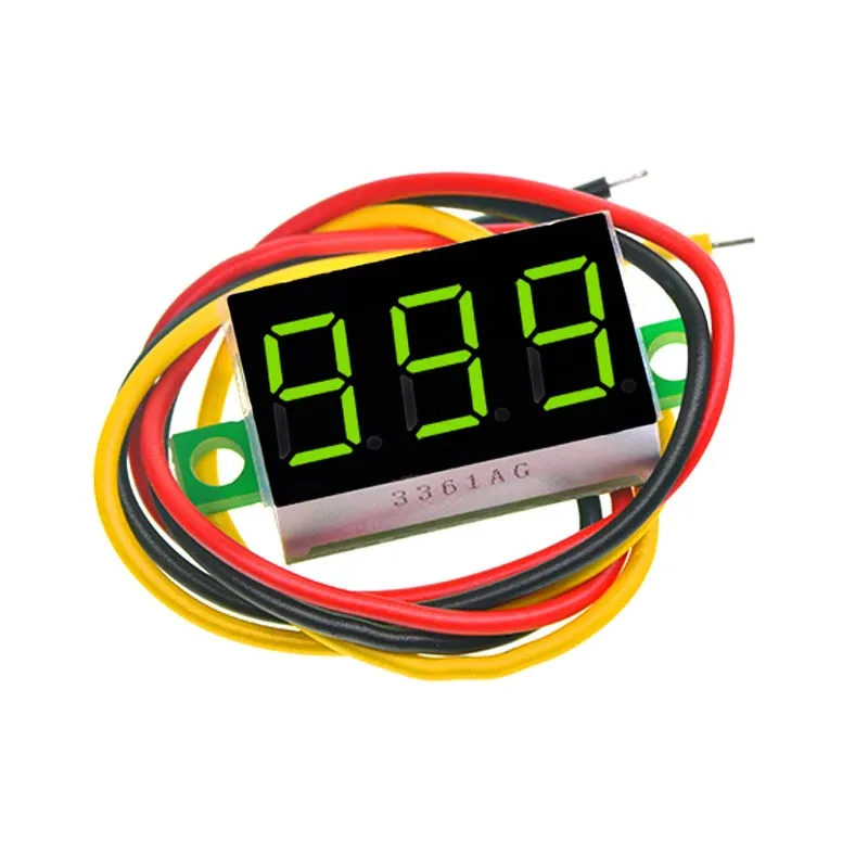 Voltmètre numérique LED pour voiture, testeur de tension d'alimentation mobile, détecteur automatique, rouge, vert, bleu, DC, 0-0.28 V, 0.36 pouces, 100 pouces, 12V 9
