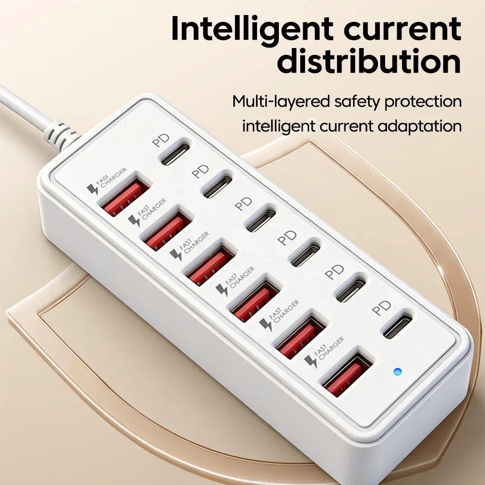 Station de charge USB 12 en 1 à 6 ports USB-A et 6 ports USB-C avec hub multiprise pour la maison et le bureau 5