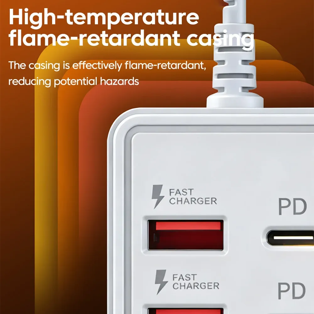 Station de charge USB 12 en 1 à 6 ports USB-A et 6 ports USB-C avec hub multiprise pour la maison et le bureau 6