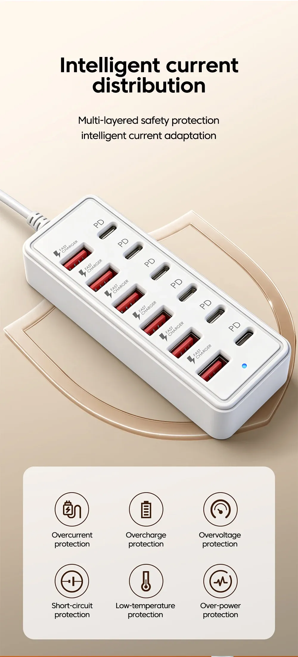 Câble HUB intégré à la station de charge