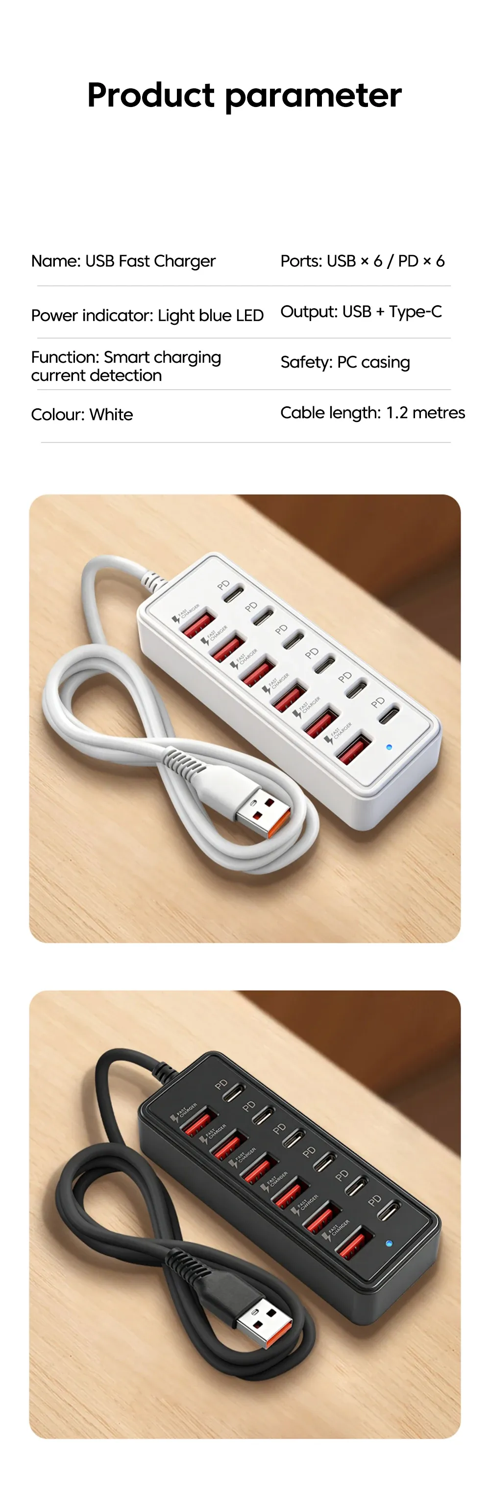 Station de charge multi-ports en situation