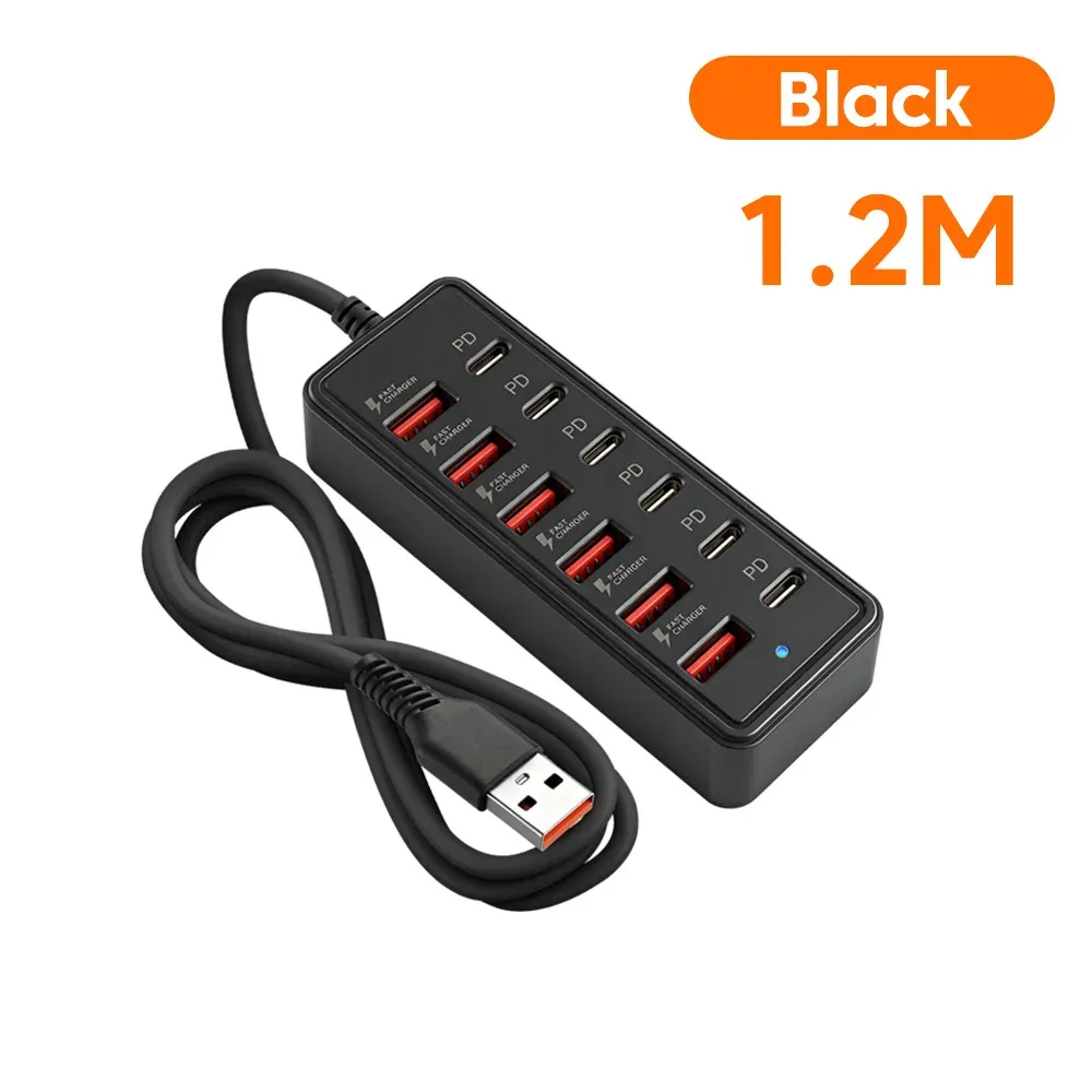 Station de charge USB 12 en 1 à 6 ports USB-A et 6 ports USB-C avec hub multiprise pour la maison et le bureau 8