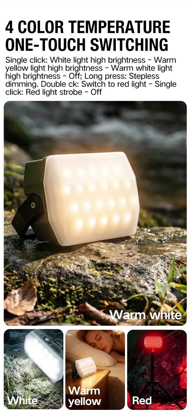 Lampe portable éclairant un espace extérieur