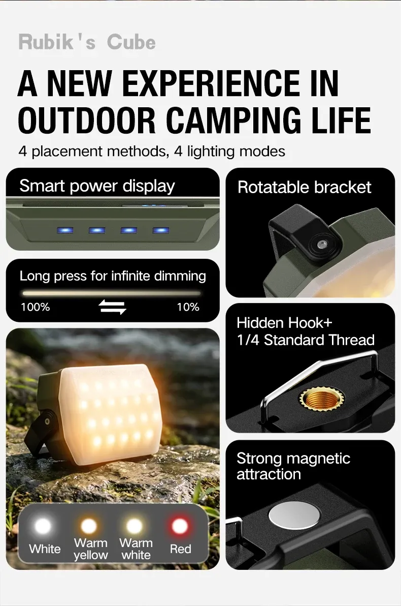 Lampe portable en situation de camping