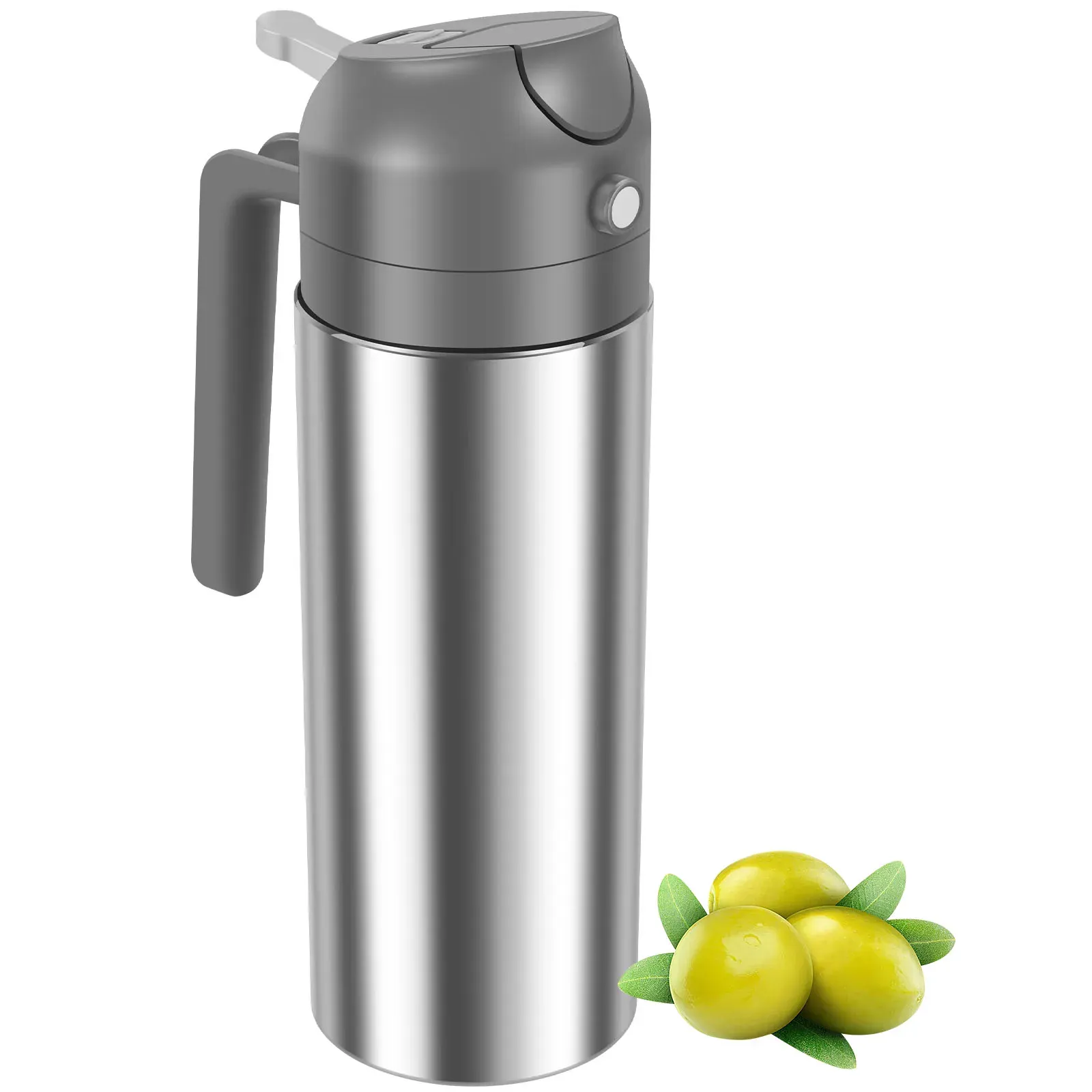 Distributeur d'huile d'olive 2 en 1 en acier inoxydable et verre, pulvérisateur et verseur, 470 ml / 500 ml 7