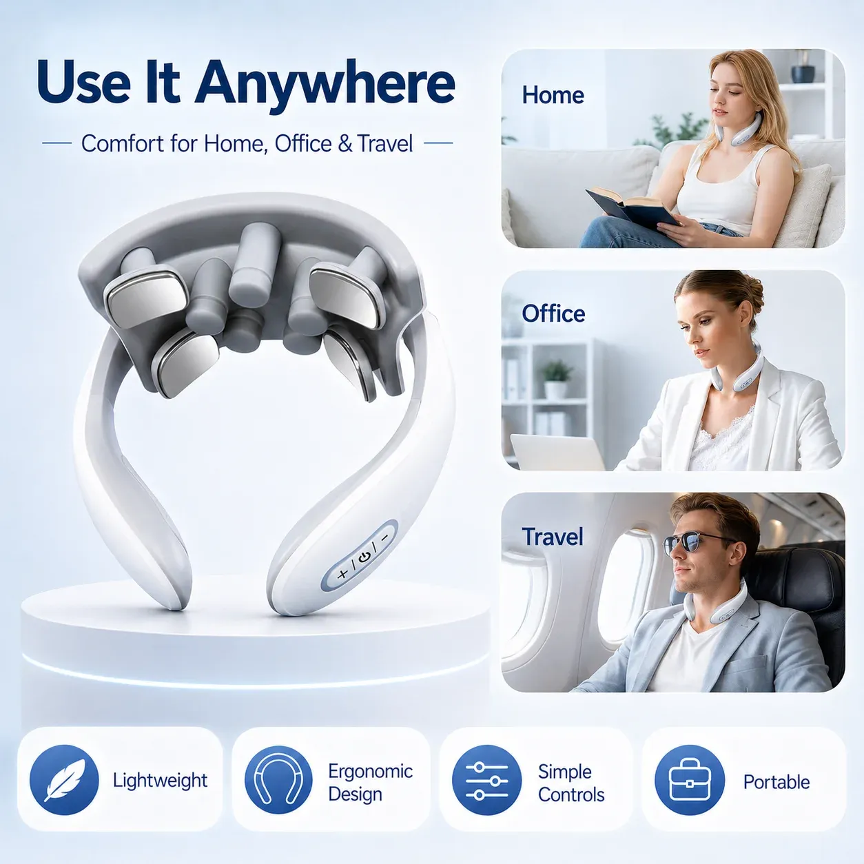 Masseur de cou intelligent, finitions et ergonomie