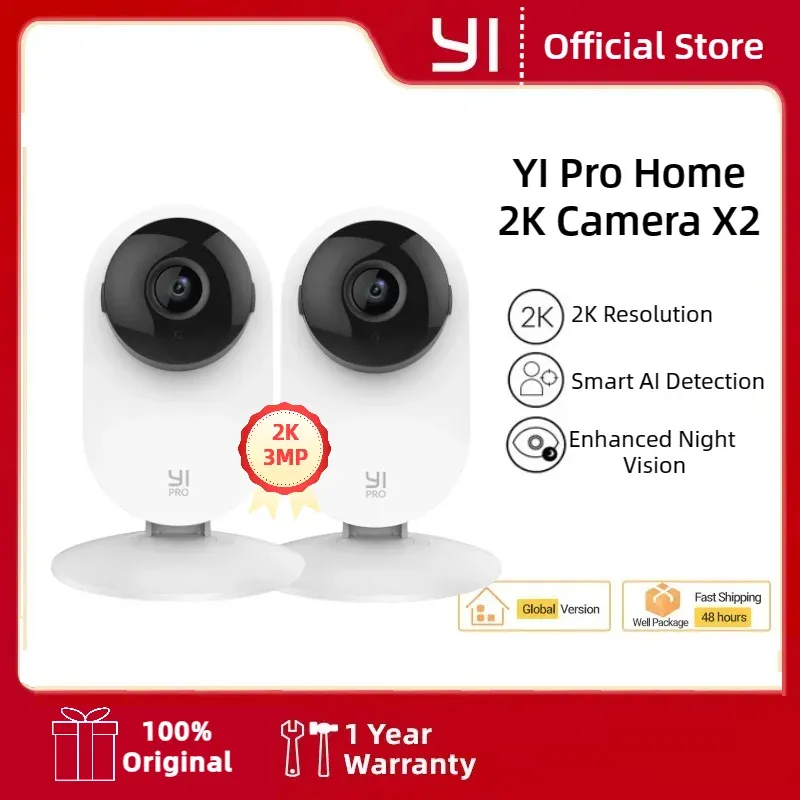 YI 2K 3MP Caméras 2/4 Pack Système de Sécurité IP HomeKit avec Vision Nocturne pour Bureau, Bébé, Nounou et Animaux de Compagnie, Wi-Fi, Vidéosurveillance