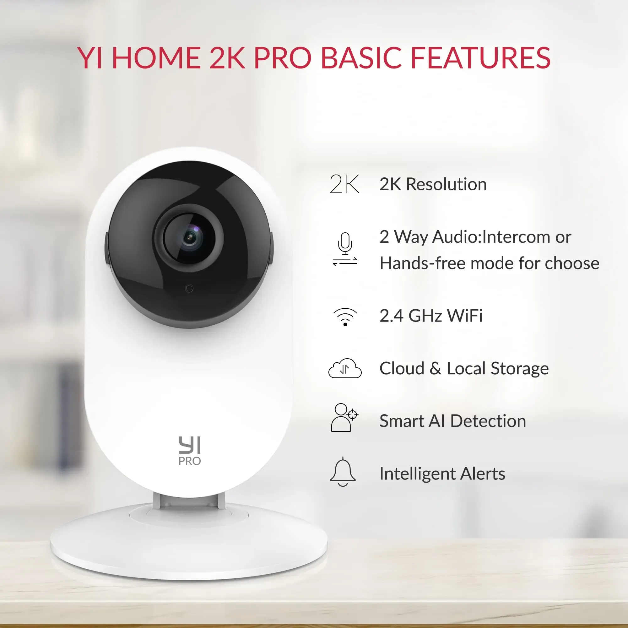 YI 2K 3MP Caméras 2/4 Pack Système de Sécurité IP HomeKit avec Vision Nocturne pour Bureau, Bébé, Nounou et Animaux de Compagnie, Wi-Fi, Vidéosurveillance 2