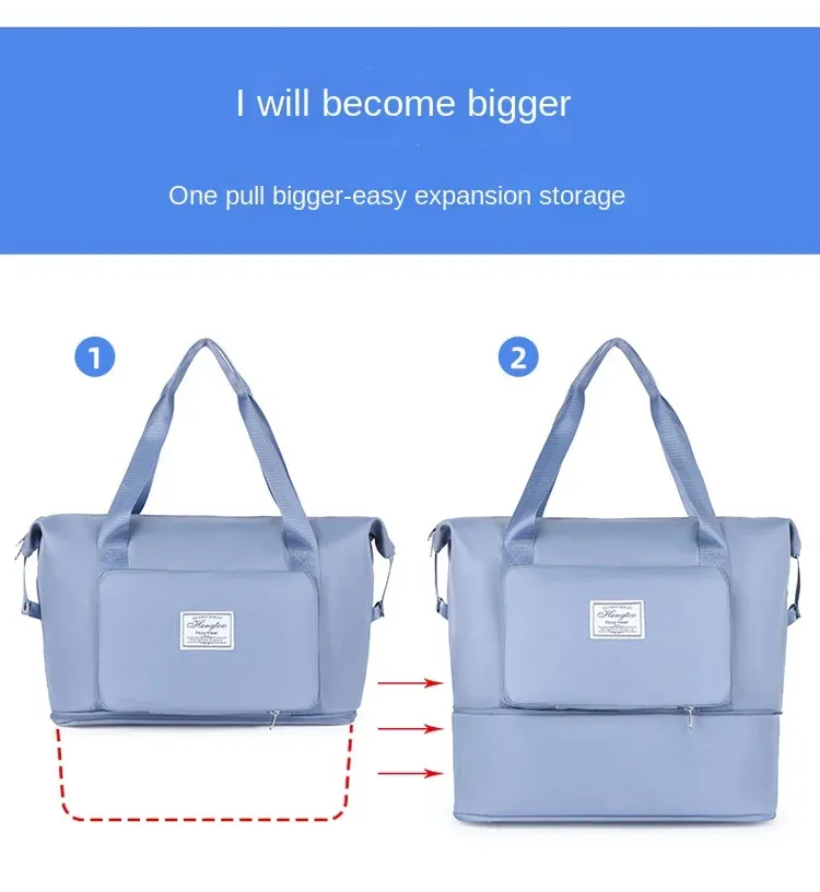 Sac de voyage extensible, ouverture et rangement