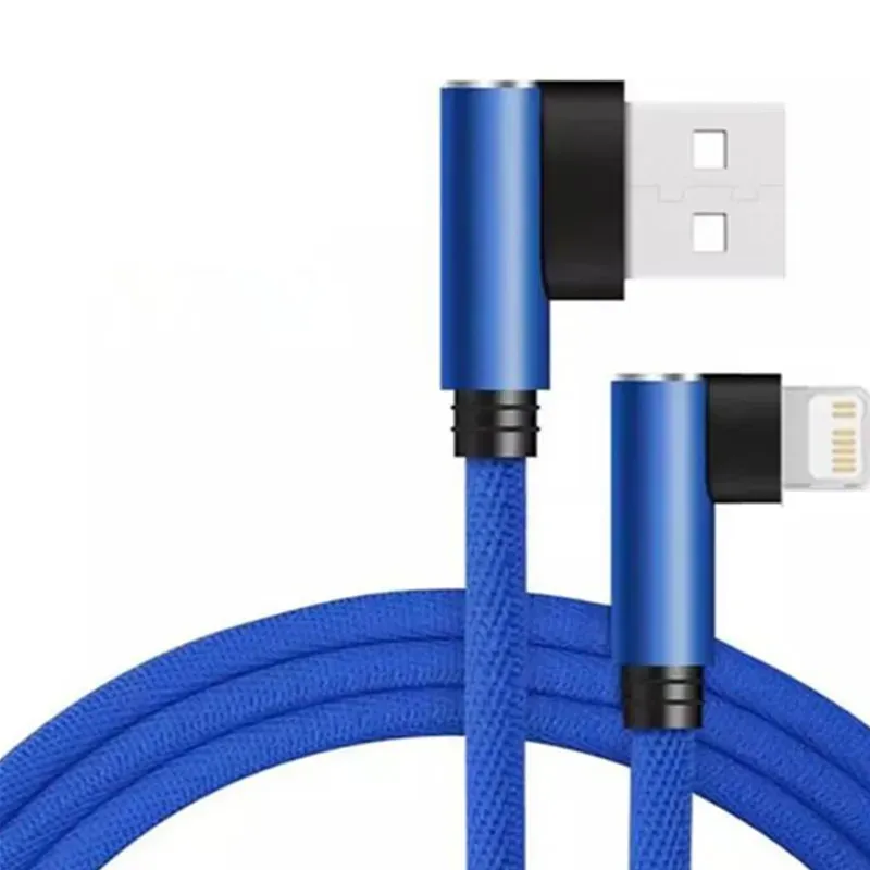 Câble de chargeur USB 0,25 m, 1 m, 1,5 m, 2 m, 3 m pour iPhone 13, 12, 11, Pro, XR, XS, MAX, 5S, 6, 7, 8, Plus, iPad Mini, Air 3 – Câble coudé de synchronisation de données 6