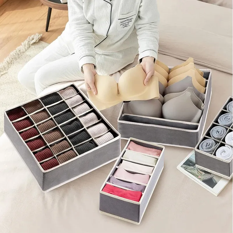 Boîte de rangement pliable pour sous-vêtements, organiseur de garde-robe, étui pour chaussettes, soutien-gorge, pantalon et écharpe 2
