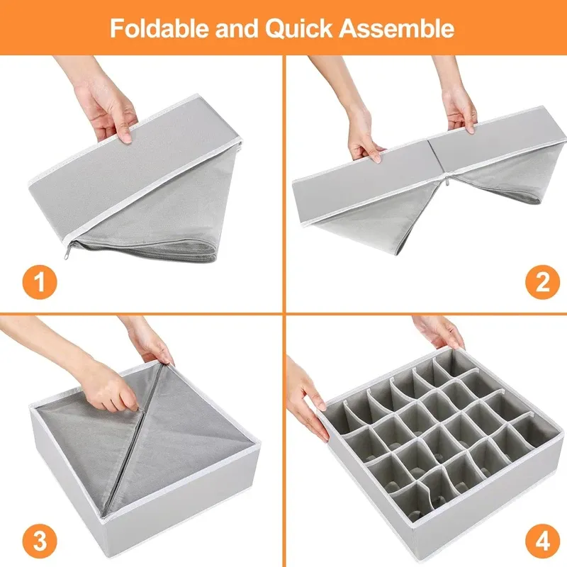 Boîte de rangement pliable pour sous-vêtements, organiseur de garde-robe, étui pour chaussettes, soutien-gorge, pantalon et écharpe 6