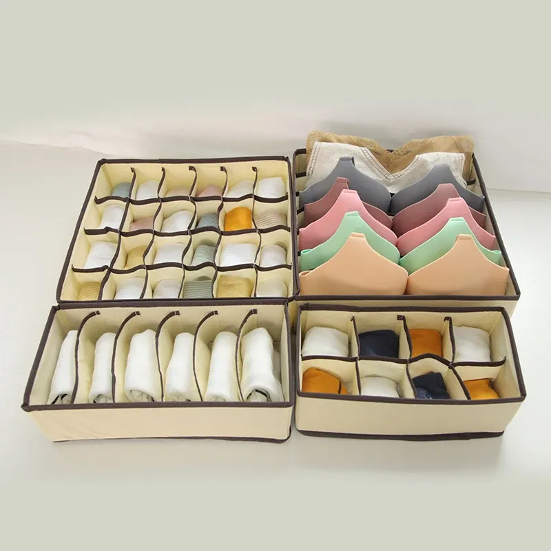 Boîte de rangement pliable pour sous-vêtements, organiseur de garde-robe, étui pour chaussettes, soutien-gorge, pantalon et écharpe 11