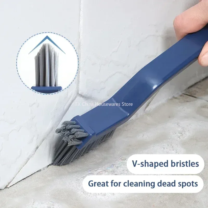 Brosse de nettoyage en V à poils durs, outil multi-usage pour salle de bain, cuisine et joints de carrelage