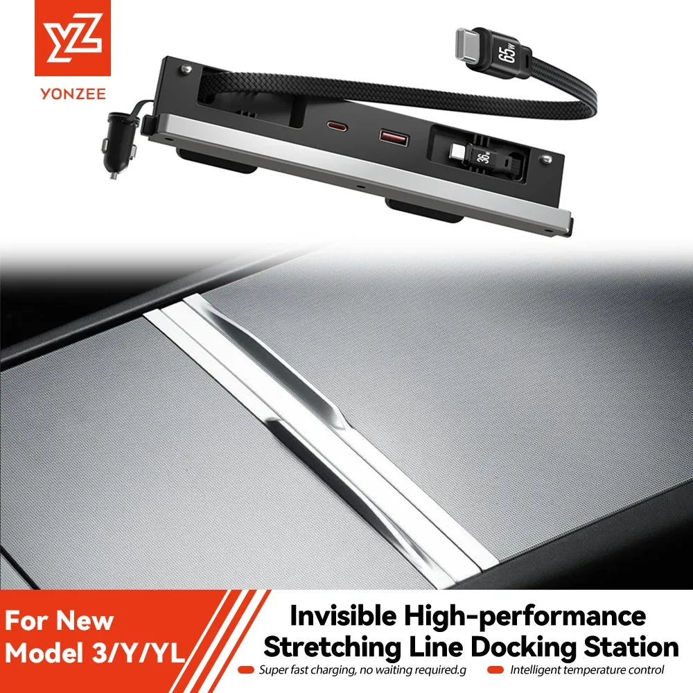 Station d'accueil USB pour Tesla Model 3 Highland et Model Y Juniper, extension de console centrale à charge rapide