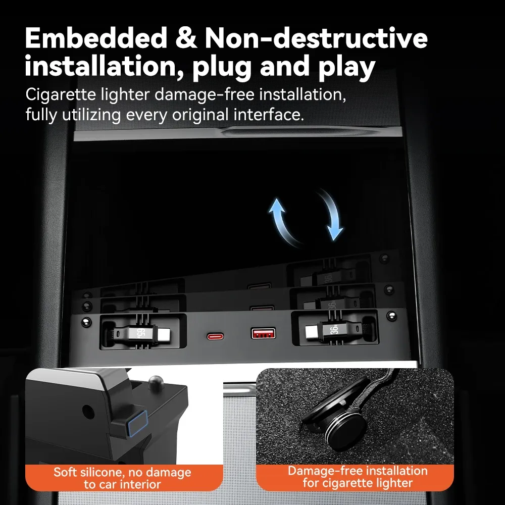 Station d'accueil USB pour Tesla Model 3 Highland et Model Y Juniper, extension de console centrale à charge rapide 5