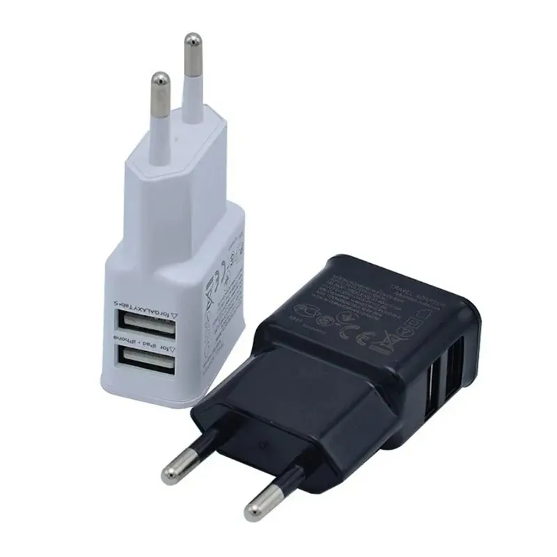 Chargeur mural USB 5 V 2 A double port pour voyage, compatible smartphones