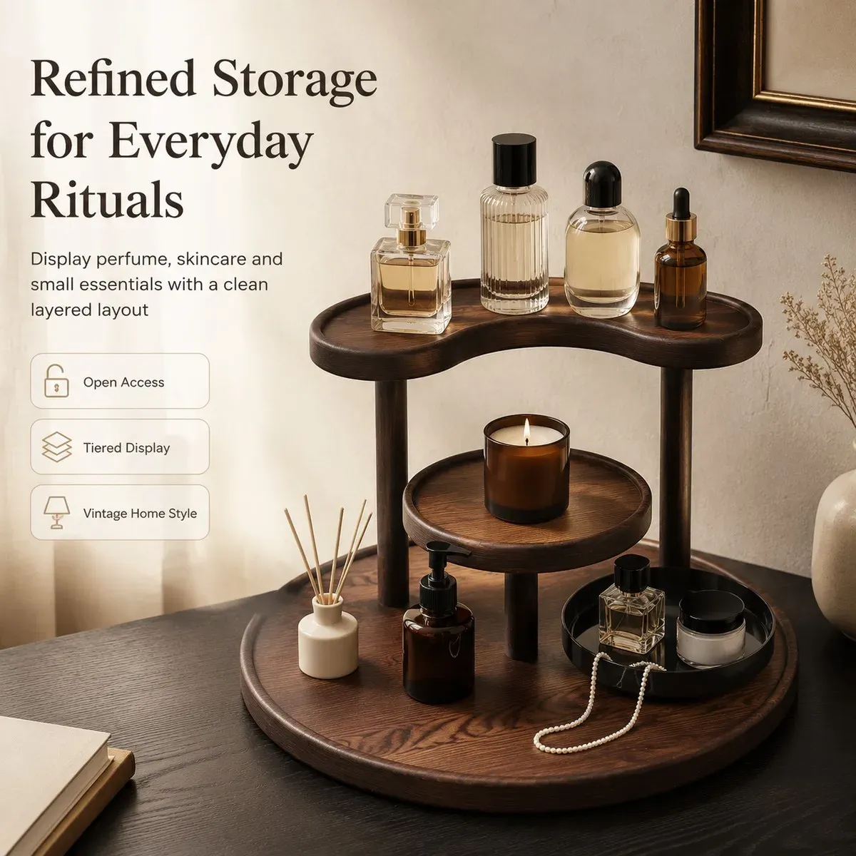 Boîte de rangement pour maquillage, huiles essentielles et produits de soin, organisateur de comptoir de salle de bain et de bureau