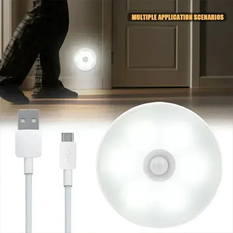 Lot de 4 veilleuses LED rechargeables à détecteur de mouvement, éclairage sans fil pour armoire de cuisine, placard et escalier 6