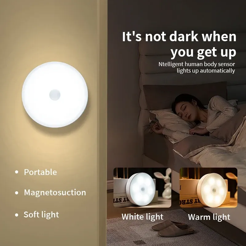 Veilleuse LED installée sous un meuble de cuisine