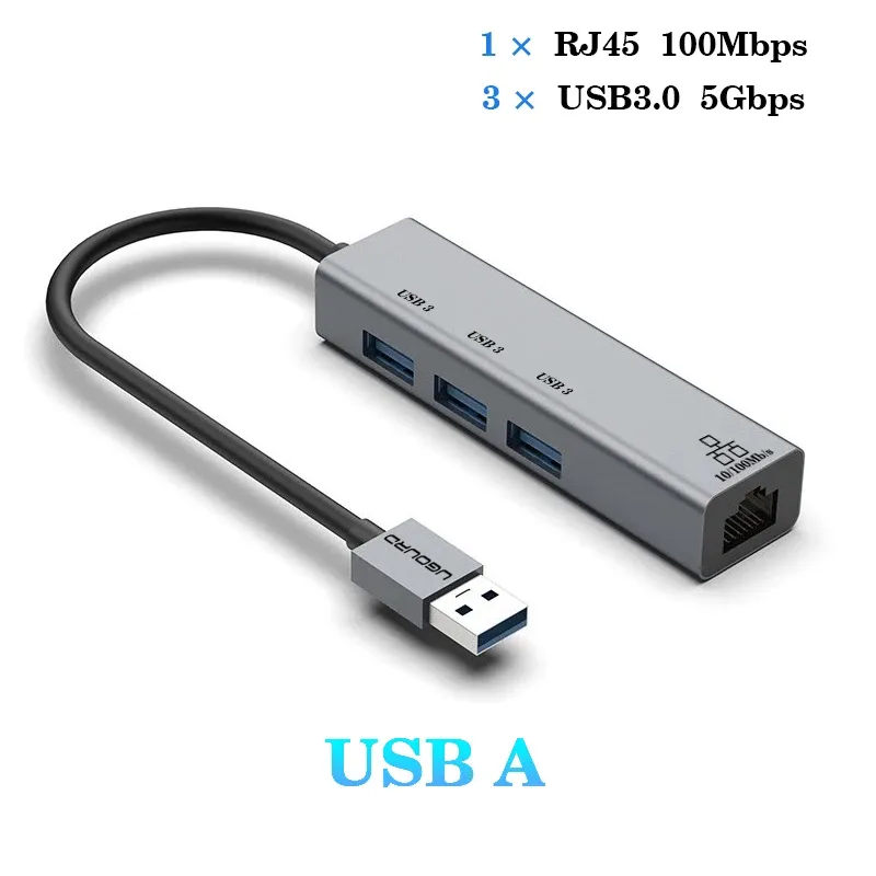 Station d'accueil USB-C avec port Ethernet RJ45 Gigabit 1000 Mbps, hub USB 3.0 et charge 100 W 10
