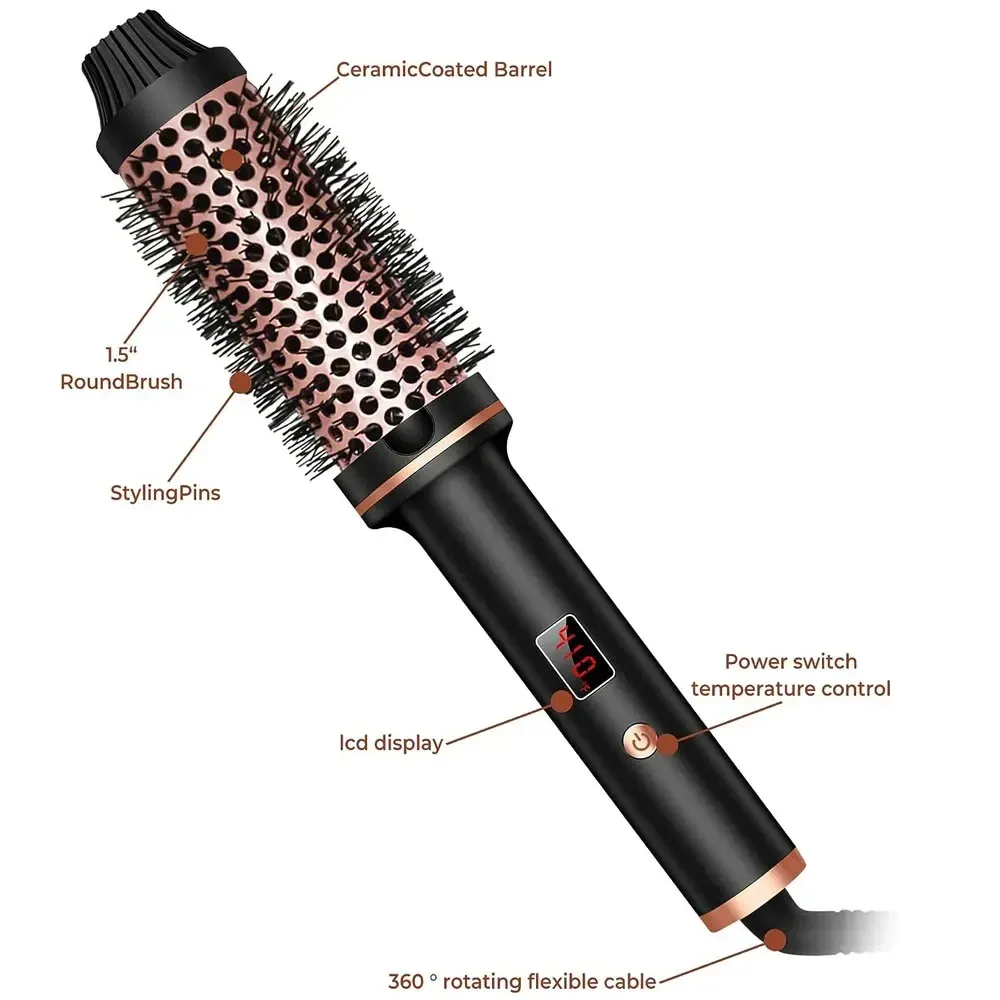Brosse chauffante en situation de coiffage