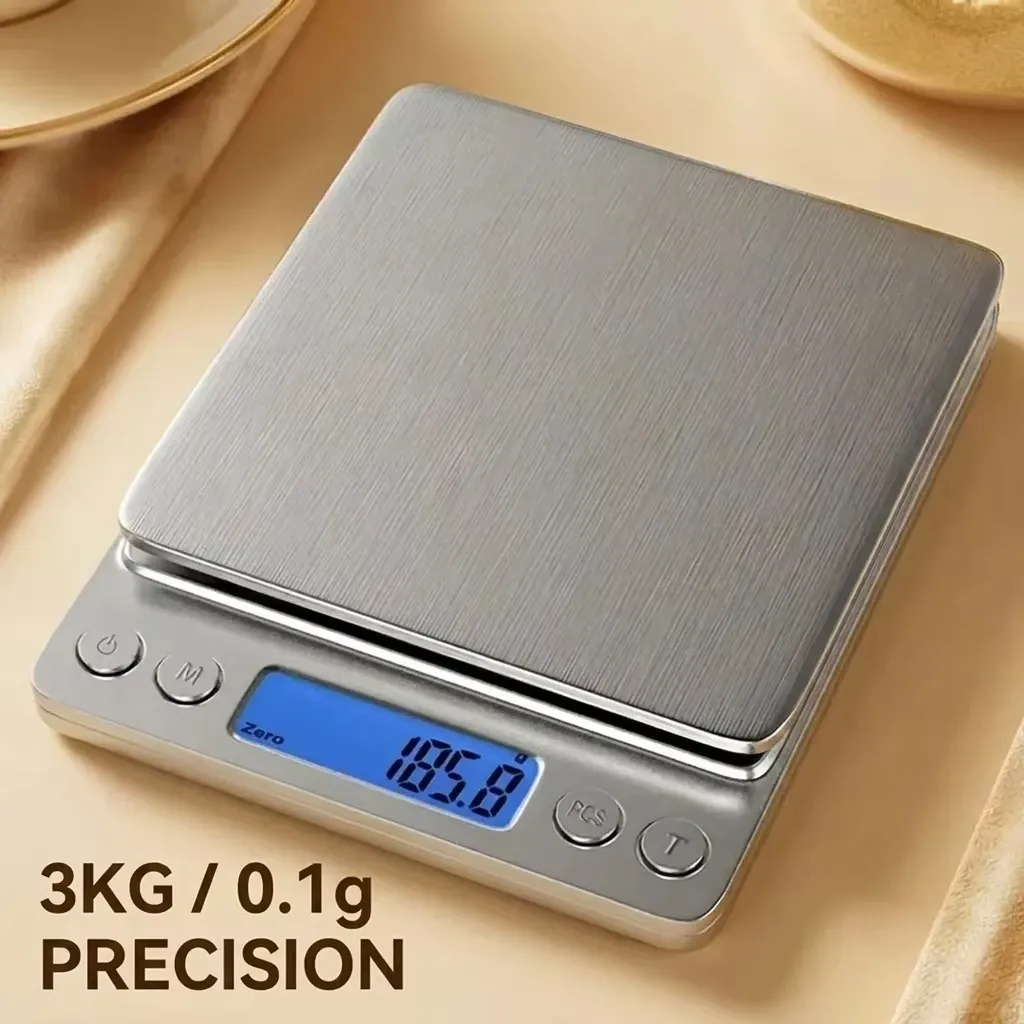 Mini balance de cuisine numérique 3000 g, précision 0,1 g, pour bijoux et aliments, avec fonction tare et écran LCD 3
