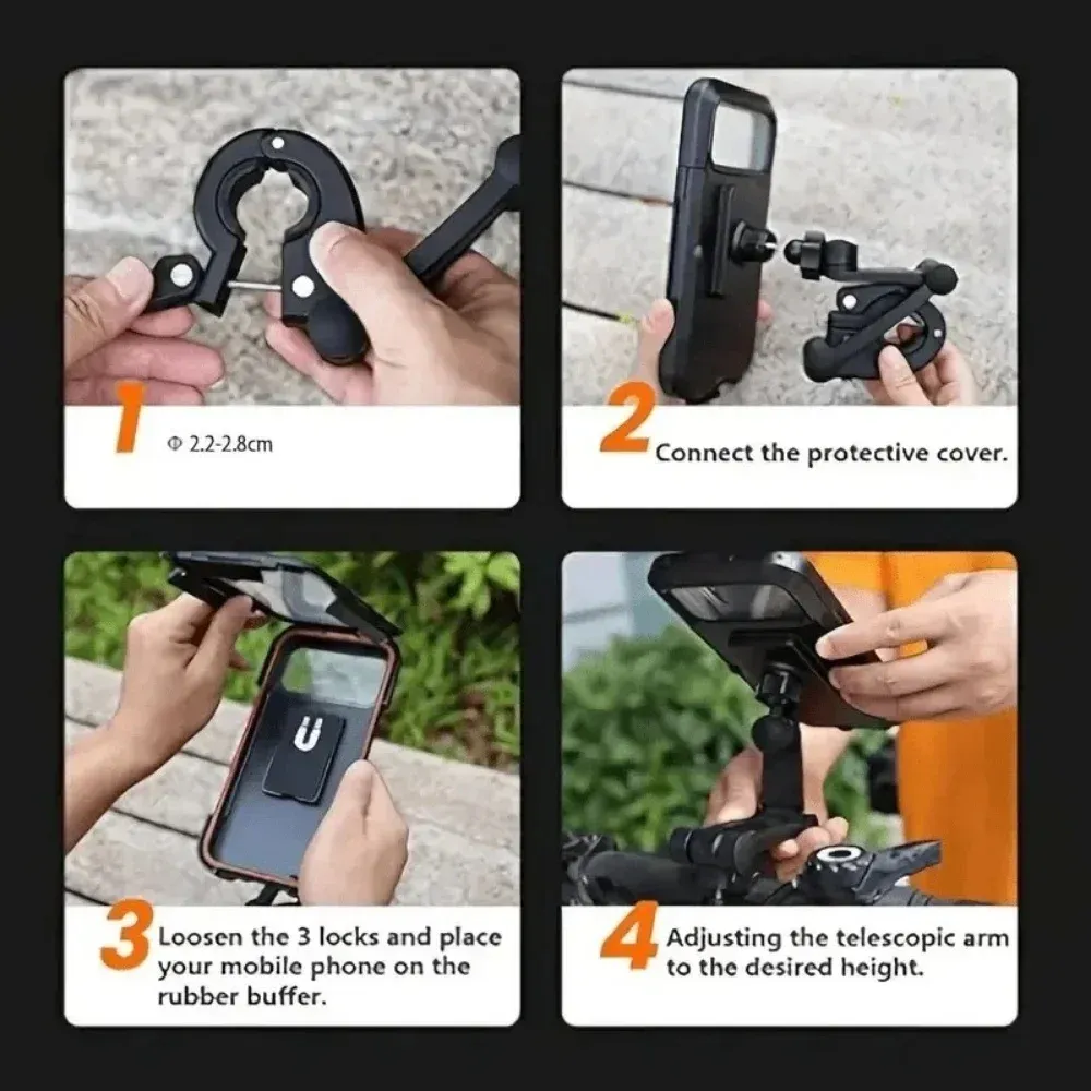 Support de téléphone rotatif à 360° pour vélo et moto, étanche et antichoc 6