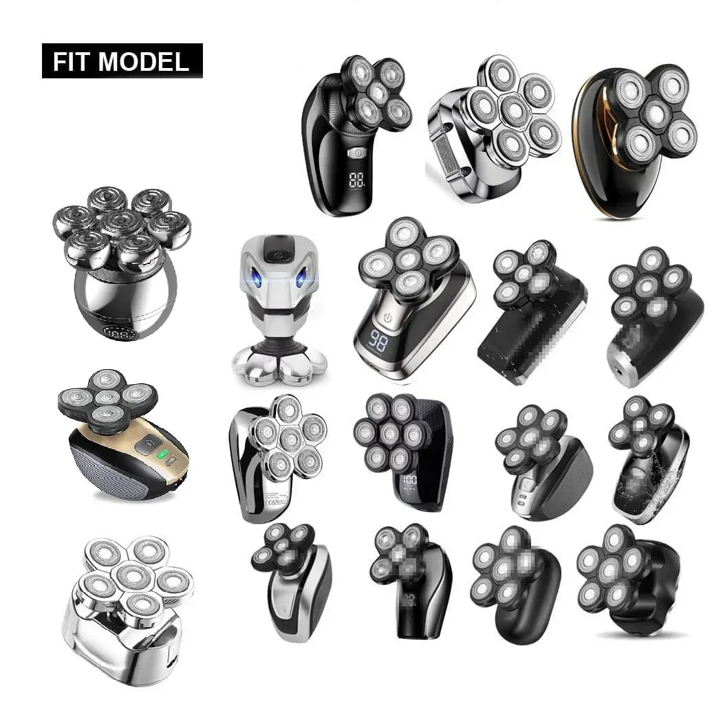 Lot de 7 lames de rechange 7D pour rasoir électrique à têtes flottantes, lavables, compatibles avec la plupart des modèles 3