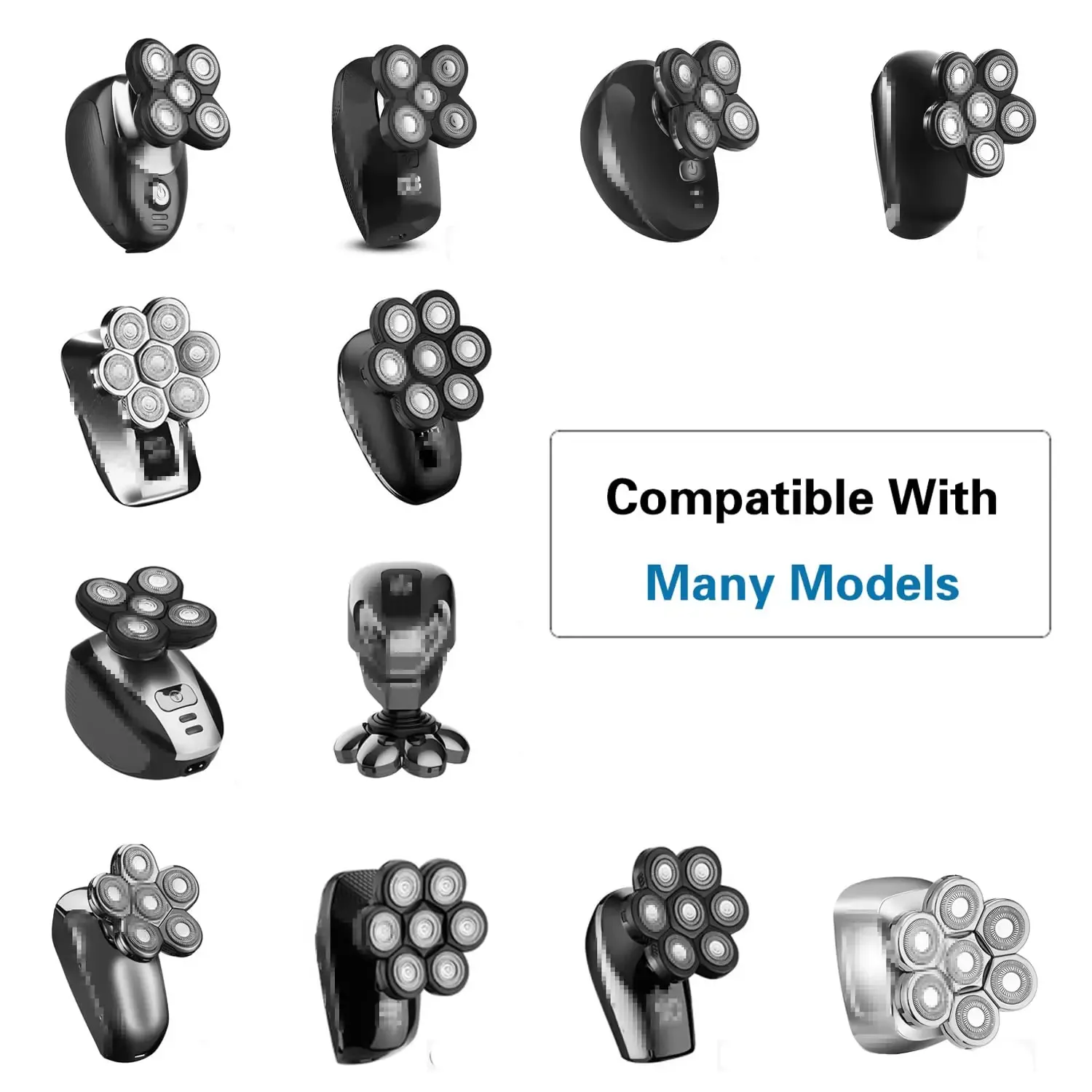Lot de 7 lames de rechange 7D pour rasoir électrique à têtes flottantes, lavables, compatibles avec la plupart des modèles 5