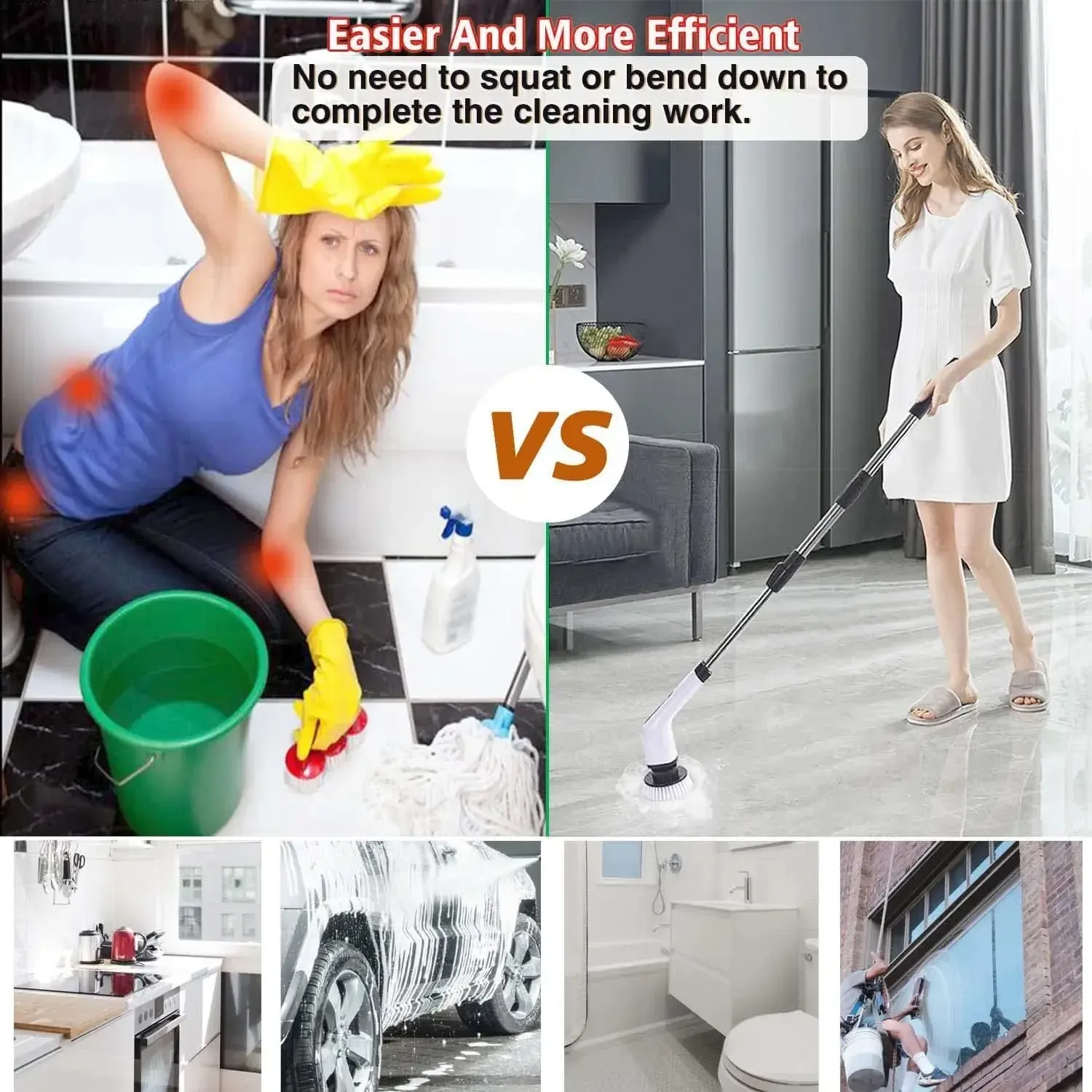 Brosse de nettoyage électrique multifonctionnelle sans fil et portable pour cuisine et salle de bains 5