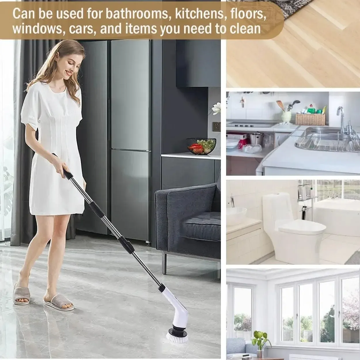 Brosse de nettoyage électrique multifonctionnelle sans fil et portable pour cuisine et salle de bains 6
