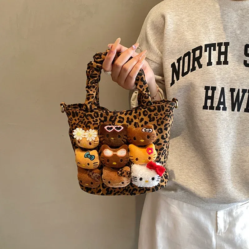 Petit sac bandoulière à imprimé léopard et motifs dessins animés pour filles et femmes 2