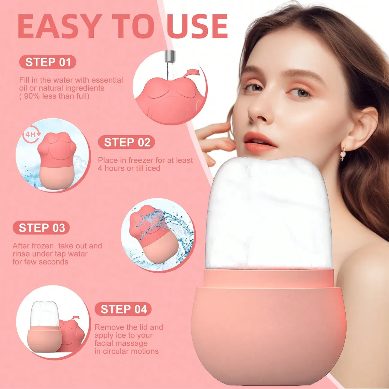 Rouleau de glace en silicone pour le visage, les yeux et le cou 2