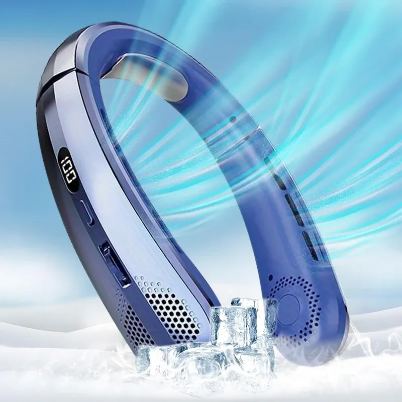 Ventilateur de cou sans lame rechargeable 8000 mAh, portable et silencieux, avec écran LED, pour l'extérieur 2