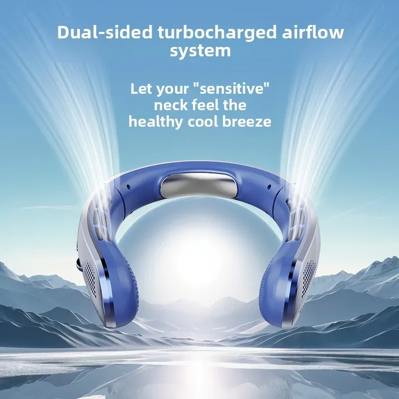 Ventilateur de cou sans lame rechargeable 8000 mAh, portable et silencieux, avec écran LED, pour l'extérieur 5