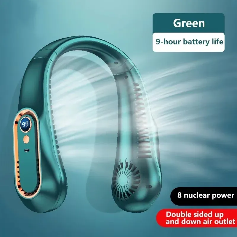 Ventilateur de cou sans lame rechargeable 8000 mAh, portable et silencieux, avec écran LED, pour l'extérieur 9